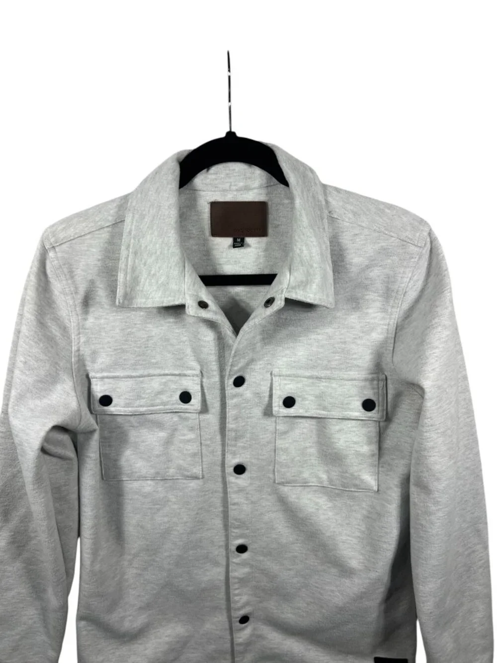 Civil Society Jacket Mens Medium Shacket Snap Front Cotton Blend Knit Grey